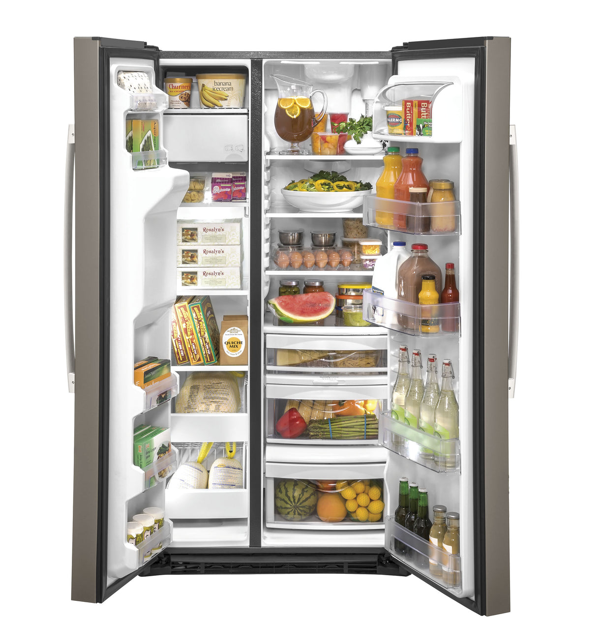 GE GZS22IMNES - 36 in. 21.8 cu. ft. Counter Depth Side by Side Refrigerator with Ice & Water Dispenser - Fingerprint Resistant Slate