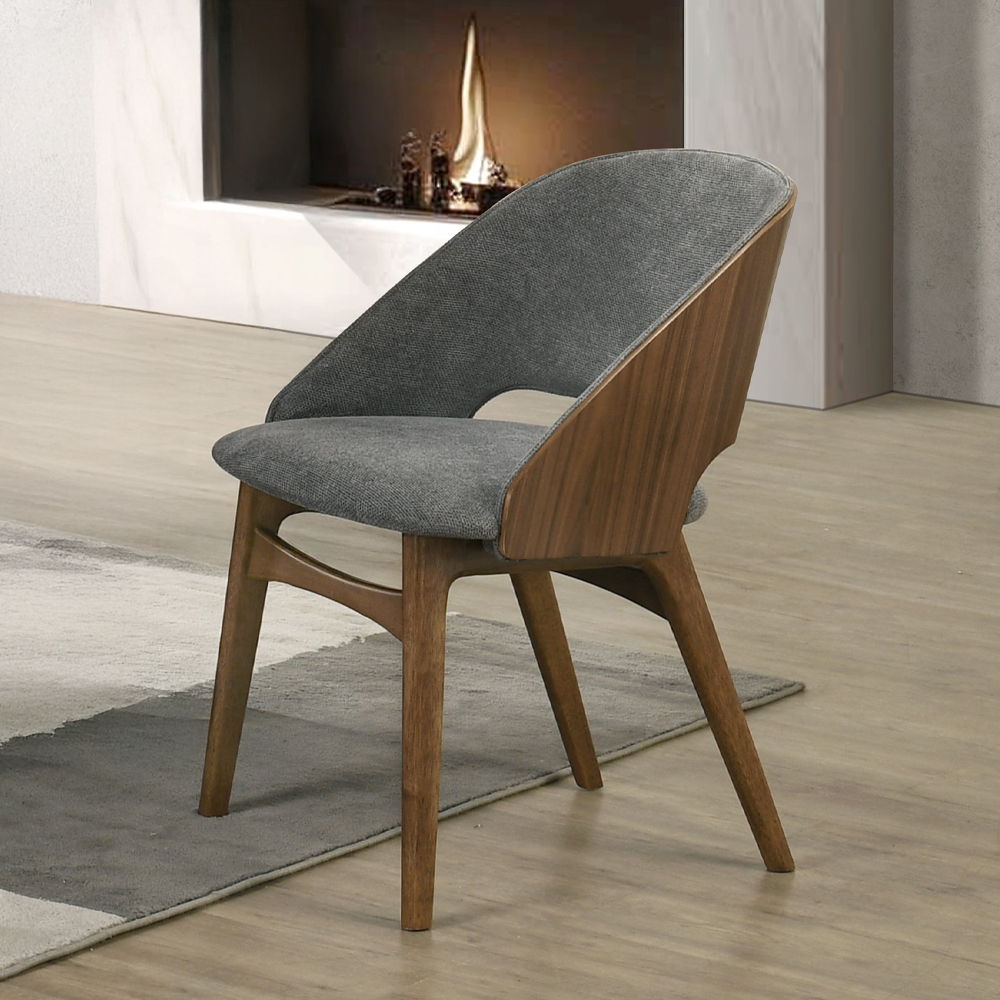 Delmon - Side Chair (Set of 2) - Gray / Dark Walnut