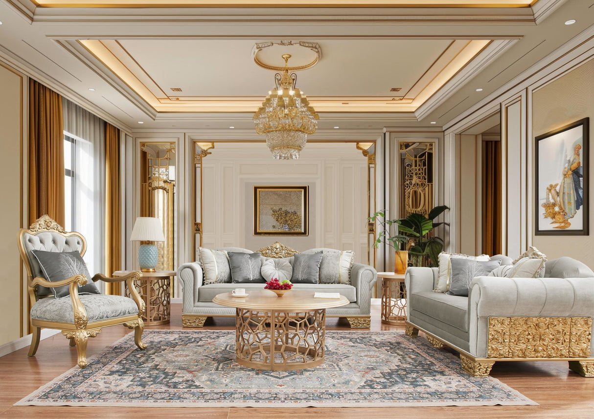 HD-9041 - 3 Piece Set - Gray / Gold