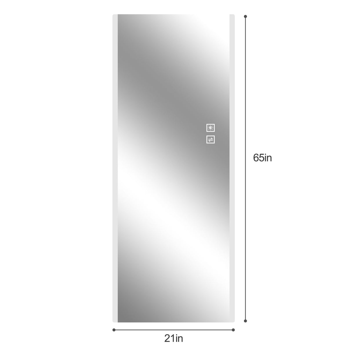 Frameless Full Length LED Mirror With 3 Color Changing Light And Explosion Proof Glass - Silver