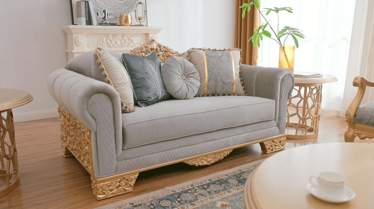 HD-9041 - Sofa - Gray / Gold