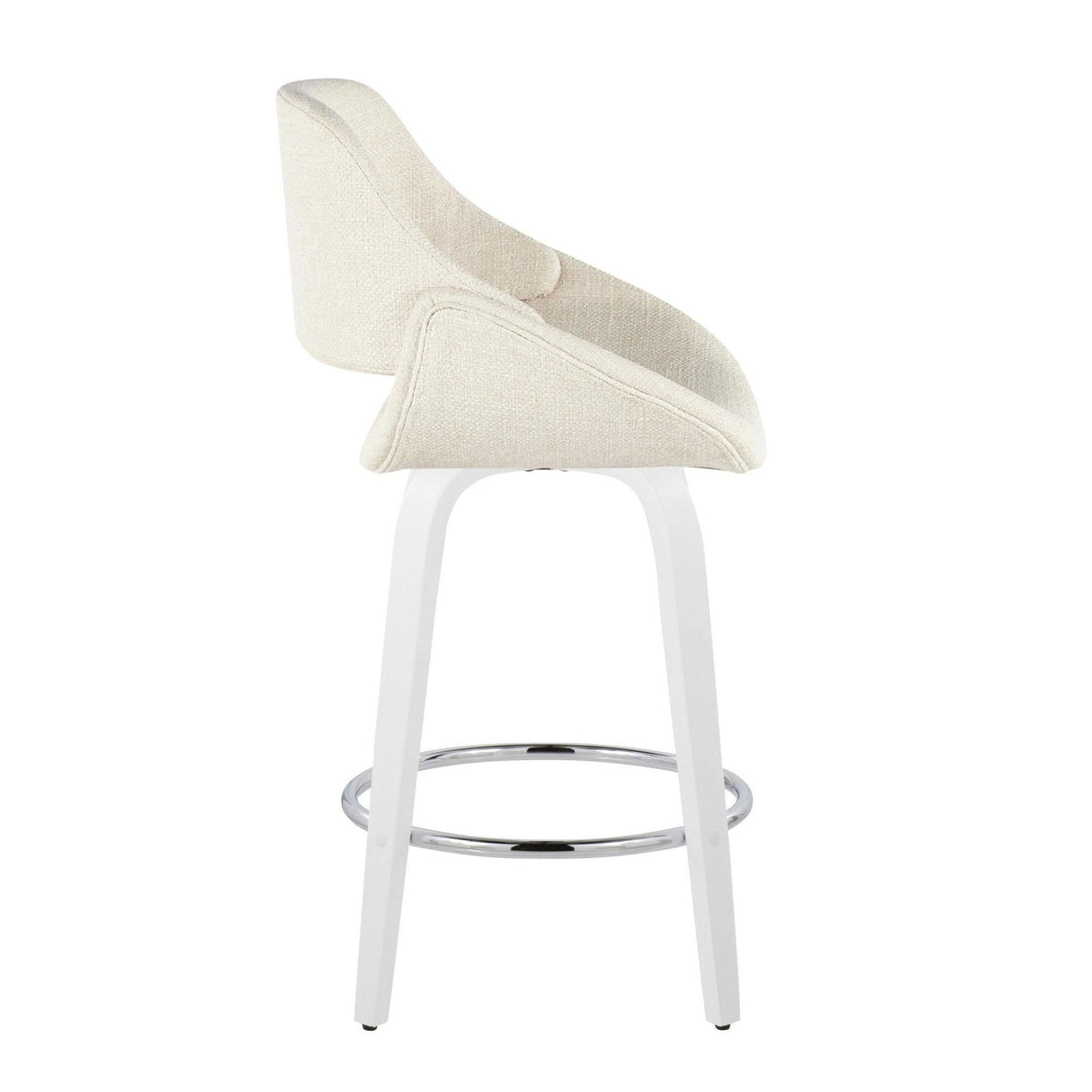 Cinch - Contemporary Fixed-Height Swivel Counter Stool (Set of 2) - White Wood And Chrome