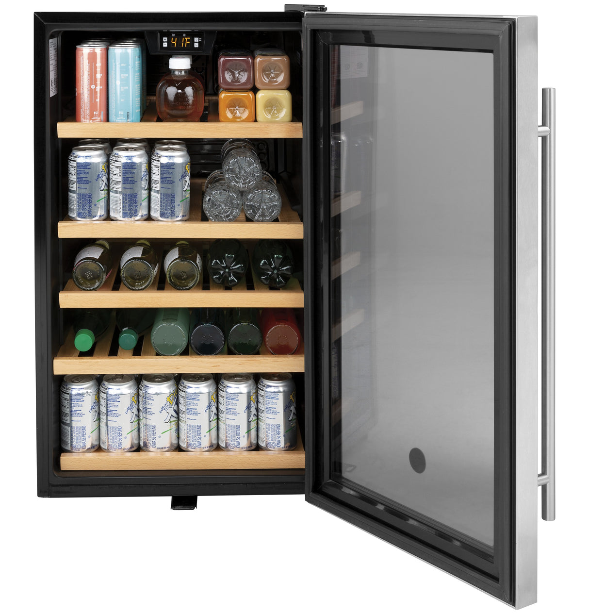 GE GVS04BQNSS - 19 in. 4.1 cu. ft. Freestanding Beverage Center with Adjustable Shelves & Digital Control - Stainless Steel
