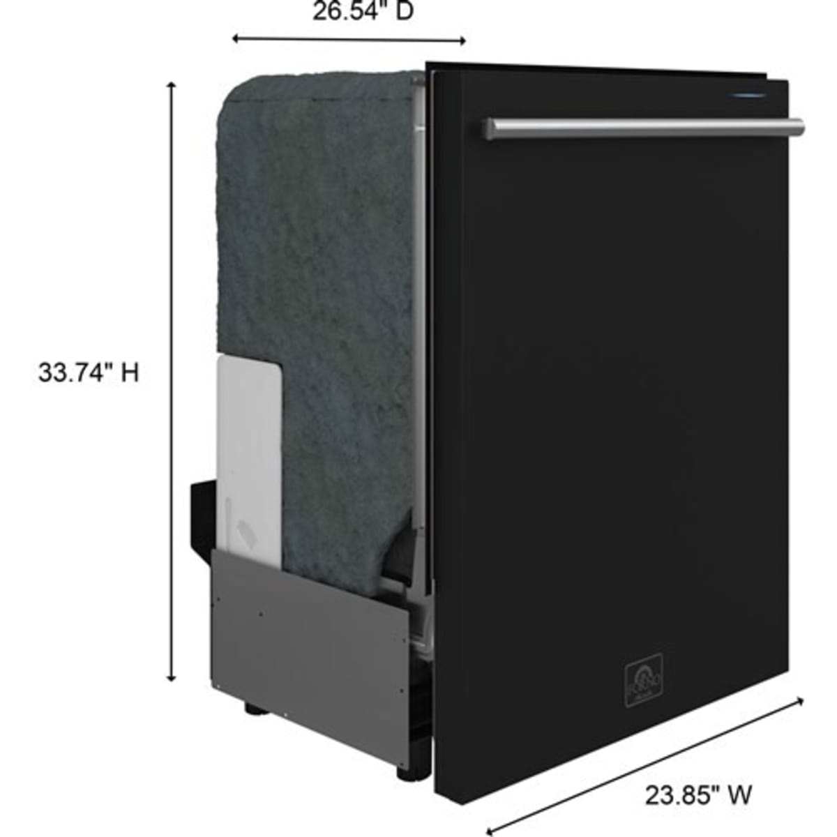 Forno Espresso Pozzo FDWBI806724BLK 24 Inch Fully Integrated Built-In Dishwasher with 14 Place Setting Capacity, 6 Wash Cycles, 3rd Rack Cutlery Tra, and ENERGY STAR® Certified: Black