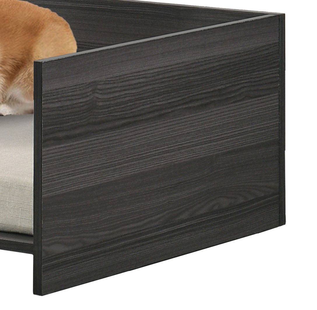 Esme - Wide Comfy Pet Bed With Cushion And Side Storage Compartment - Ash Gray