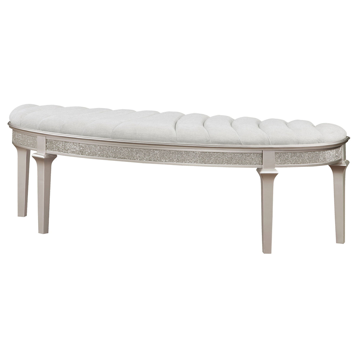 Colwood - Upholstered Curved With Channel Tufting And Slender Tapered Legs - Silver Gray