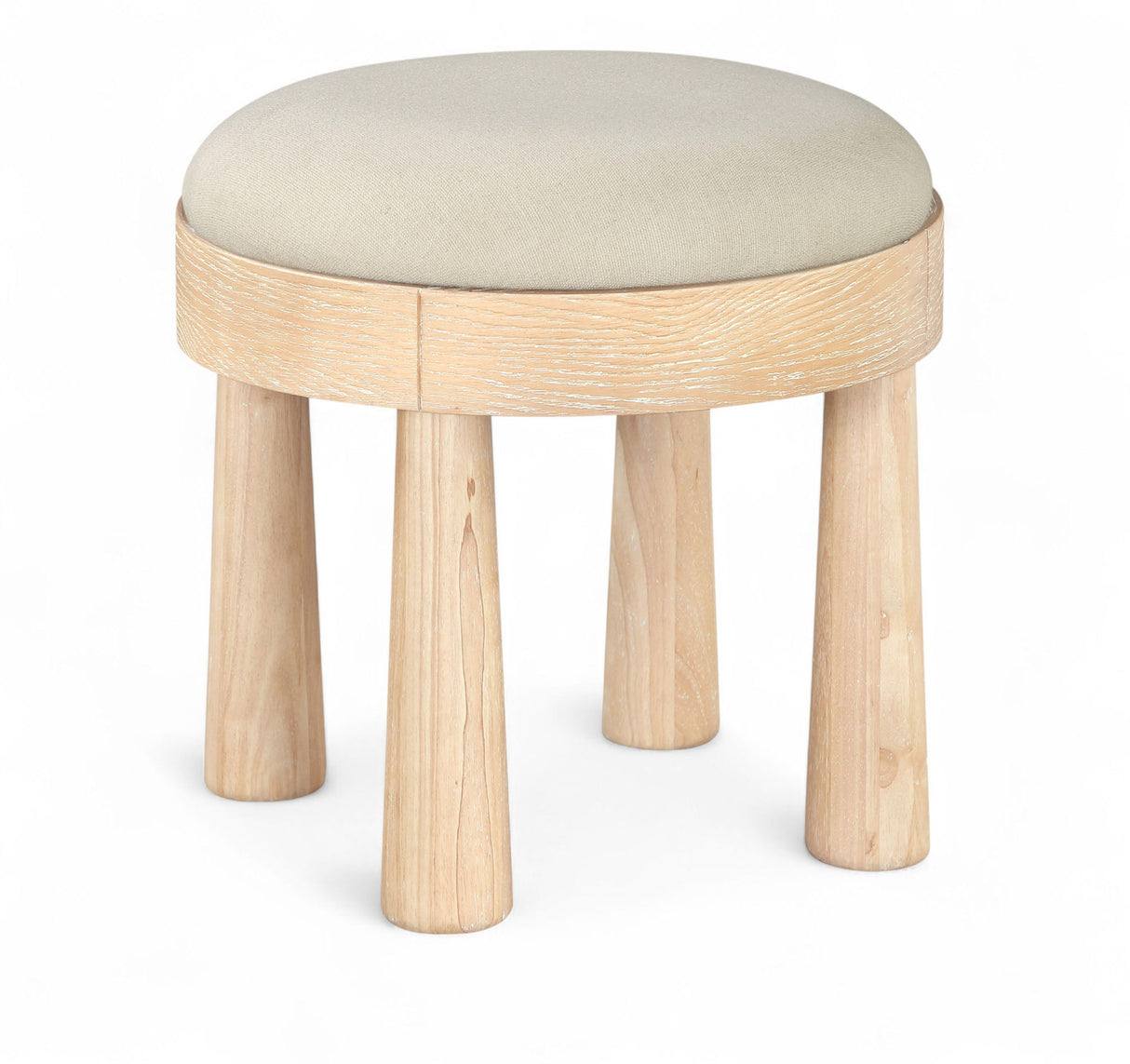 Larea - Linen Textured Fabric Ottoman - Natural Base