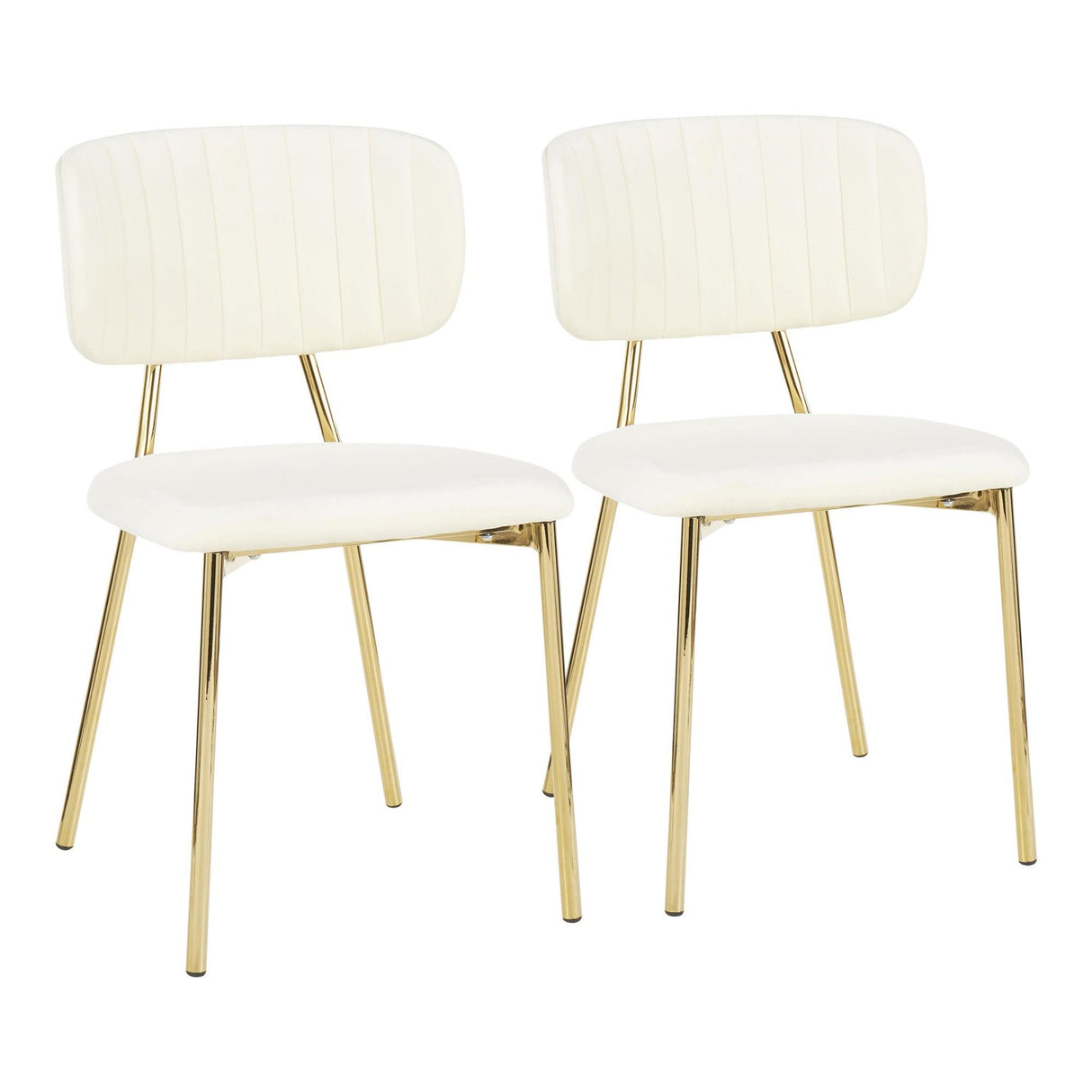 Bouton - Contemporary/Glam Chair (Set of 2) - Gold Metal Legs
