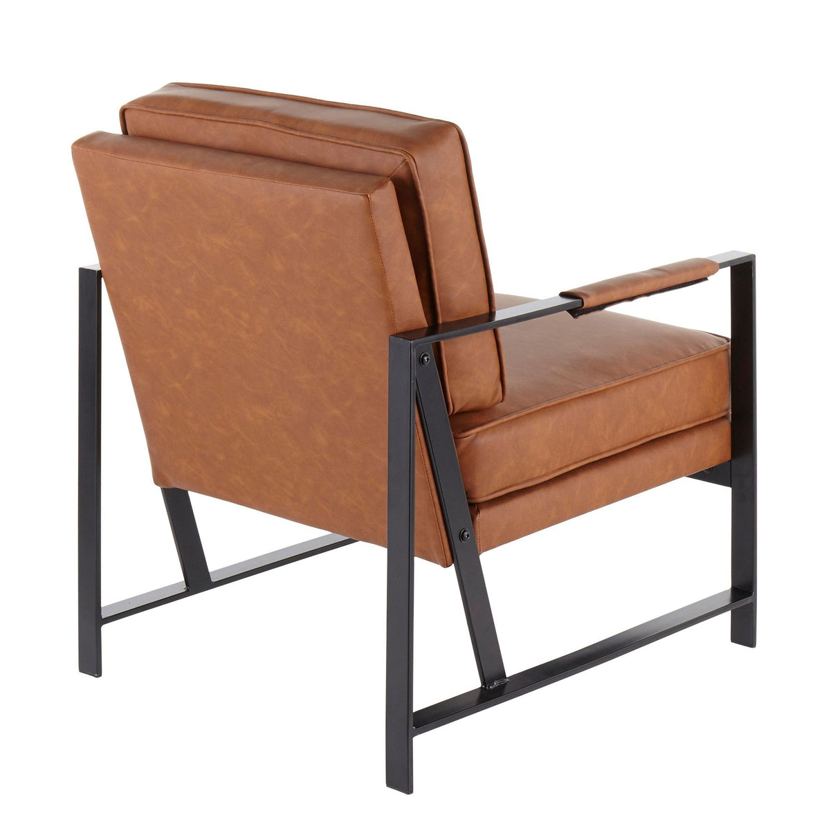 Franklin - Arm Chair - Black Metal And Camel Faux Leather