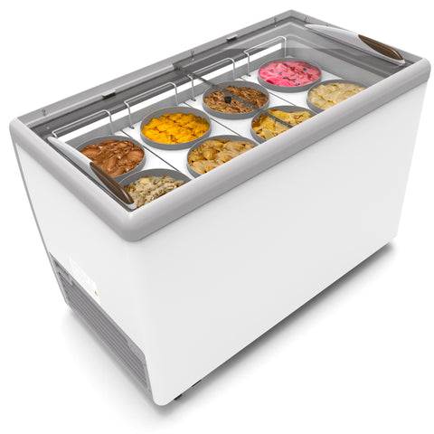50 in. 8 Tub Ice Cream Dipping Cabinet Display Freezer with Sliding Glass Door, 13 cu. ft. KM-ICD-49SD.