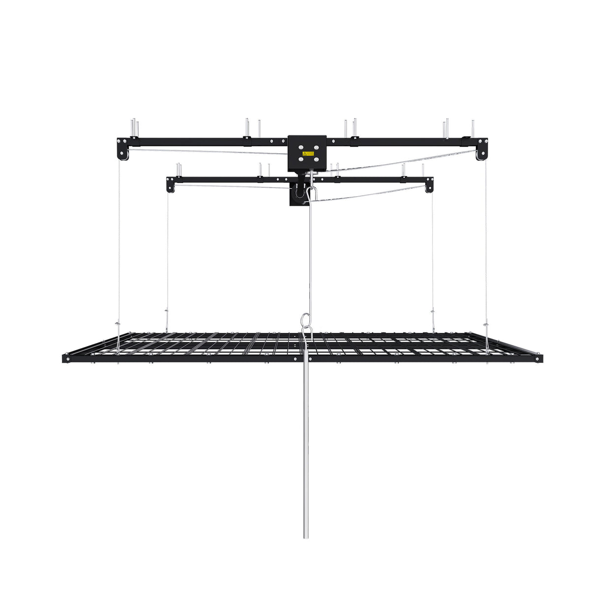 Overhead Garage Storage Rack For High Ceilings, Construction With Safety Lock - Black