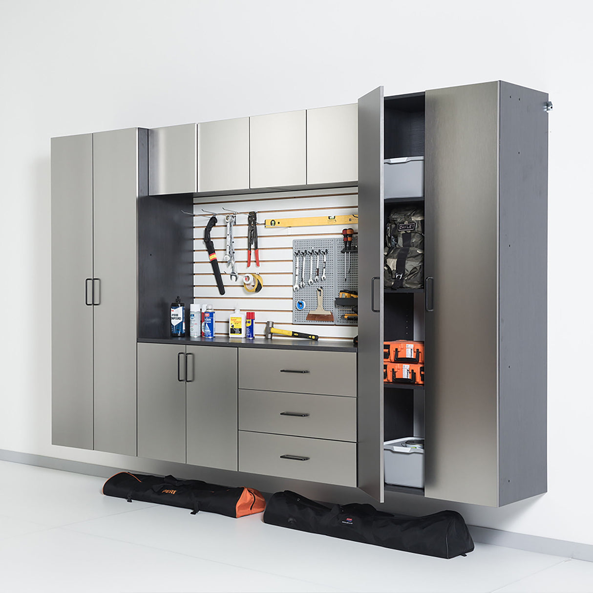 Astro Series - Wall Mounted Base Door Storage Cabinet - Metallic Gray