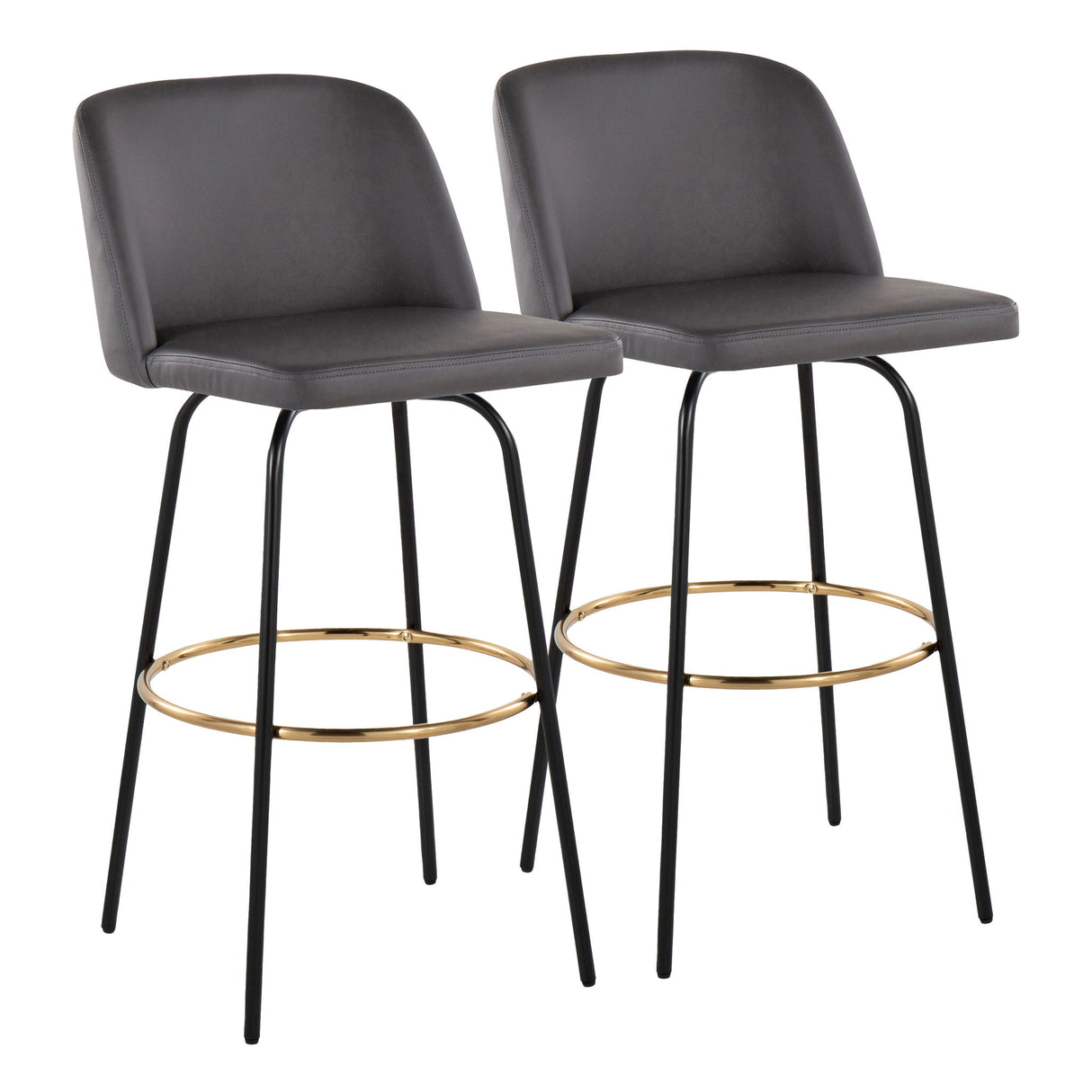Toriano - 30" Fixed-Height Barstool (Set of 2) - Grey PU