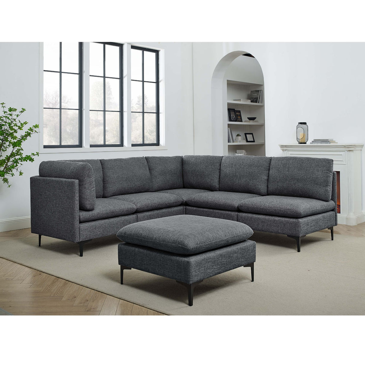 Upholstered Modular Sectional & Tall Legs