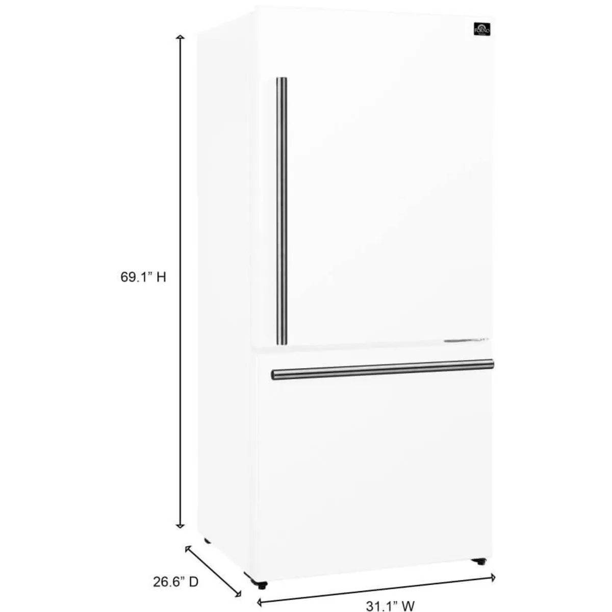 FFFFD178531WHT Forno Espresso Milano 31" Bottom Mount Refrigerator 17.2 cu. ft. - Right Hinge - White