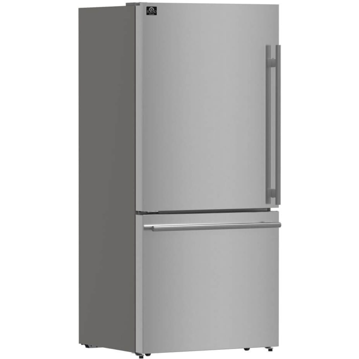 Forno Espresso - Milano FFFFD178631S 31 Inch Freestanding Bottom Mount Refrigerator with 17.2 cu. ft. Total Capacity, Automatic Ice Maker, LED Light, and ENERGY STAR® Certified: Stainless Steel