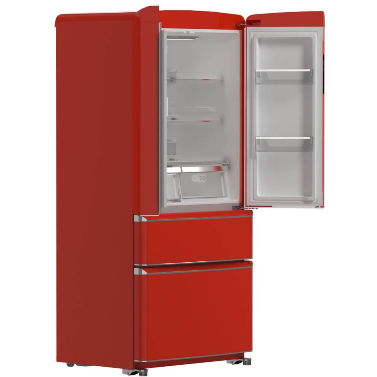 Forno FFFFD179133RED 33 Inch Freestanding 4-Door French Door Refrigerator with 18 cu. ft. Total Capacity, No-Frost Design, and ENERGY STAR® Certified: Red - Handle-Free Design