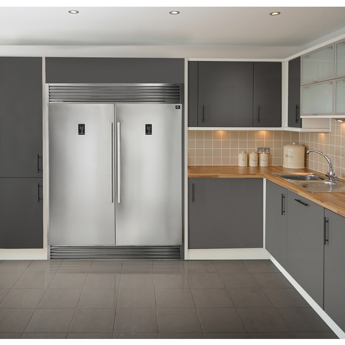 Forno Pro-Style FFFFD193328LS 28 Inch Refrigerator/Freezer Column with 13.8 cu. ft. Capacity, Adjustable Shelves, Electronic Control, Door Open Alarm, and Smudge Resistant: Left Hinge