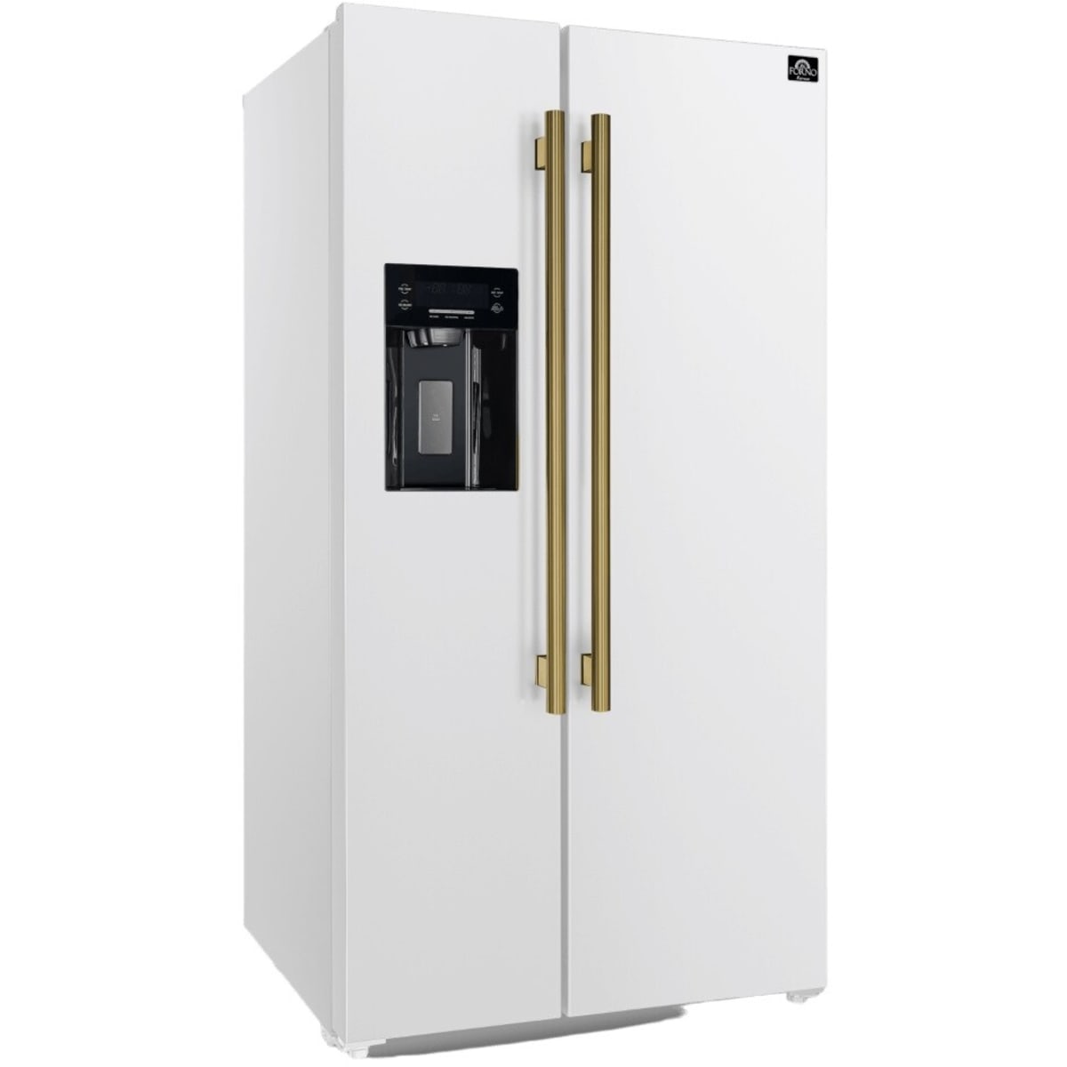 Forno Salerno FFRBI184436WHT 36 Inch Built-In Side by Side Refrigerator with 20 cu. ft. Total Capacity, External Ice/Water Dispenser, and Total Frost-Free Design: White