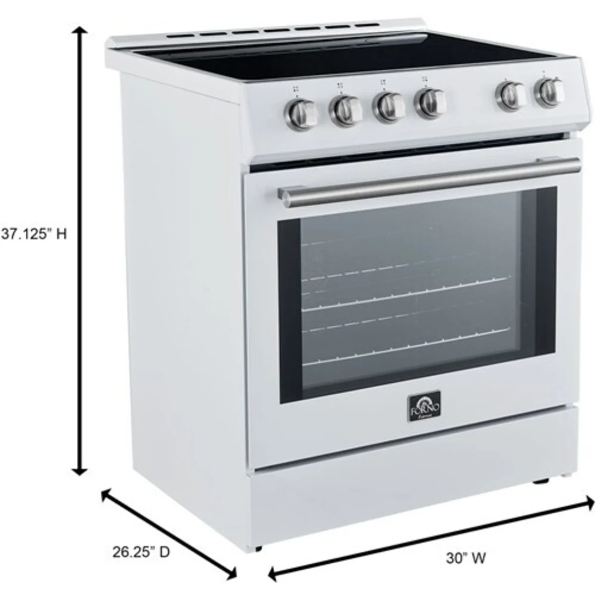 FFSEL601230WHT Forno Espresso Leonardo 30" Slide-In Electric Range with 4 Elements and Convection Oven - White