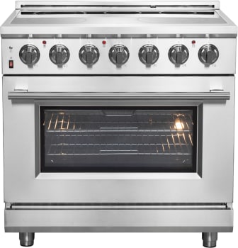 Forno Massimo FFSEL602036 Freestanding Electric Range with 5 Elements, Steam Clean, Ceramic Glass, and 2 Telescopic Oven Racks: 36" Width, 5.36 cu. ft. Oven Capacity