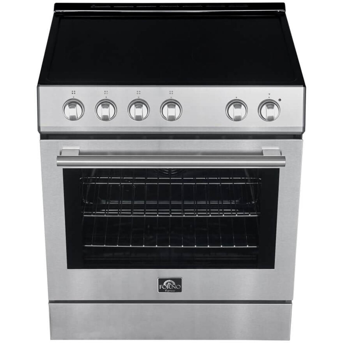 Forno Leonardo Espresso FFSEL602230 30 Inch Slide-In Electric Range with 4 Elements, 5 cu. ft. Oven Capacity, Friction-Resistant Hinges, Ceramic Glass, and Hidden Bake Element: Stainless Steel