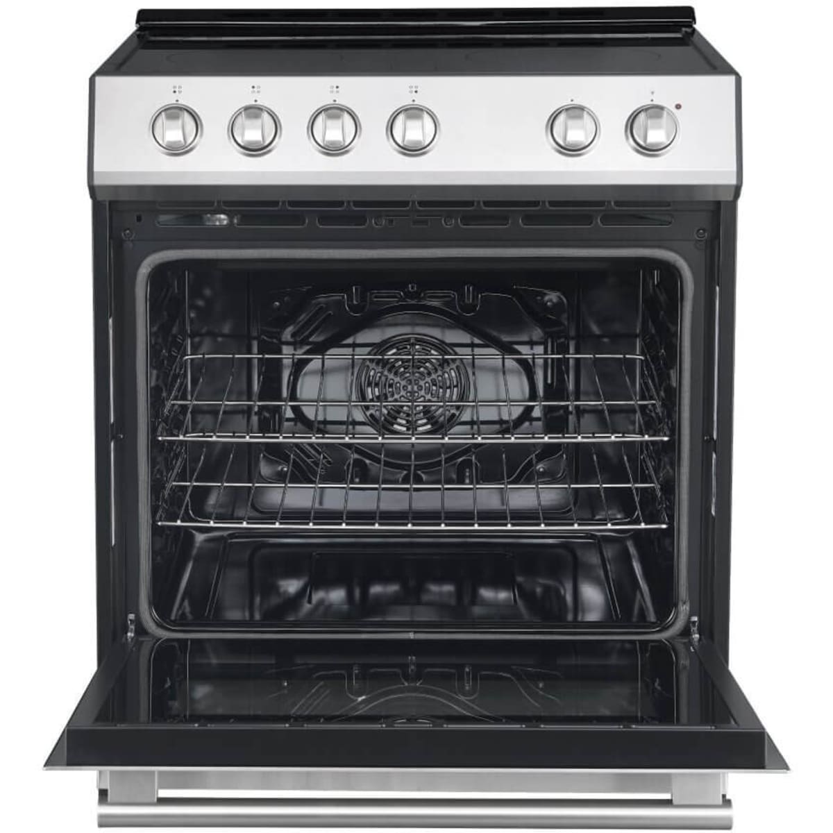 Forno Leonardo Espresso FFSEL602230 30 Inch Slide-In Electric Range with 4 Elements, 5 cu. ft. Oven Capacity, Friction-Resistant Hinges, Ceramic Glass, and Hidden Bake Element: Stainless Steel