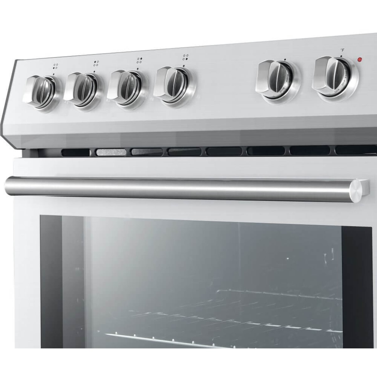 Forno Leonardo Espresso FFSEL602230 30 Inch Slide-In Electric Range with 4 Elements, 5 cu. ft. Oven Capacity, Friction-Resistant Hinges, Ceramic Glass, and Hidden Bake Element: Stainless Steel