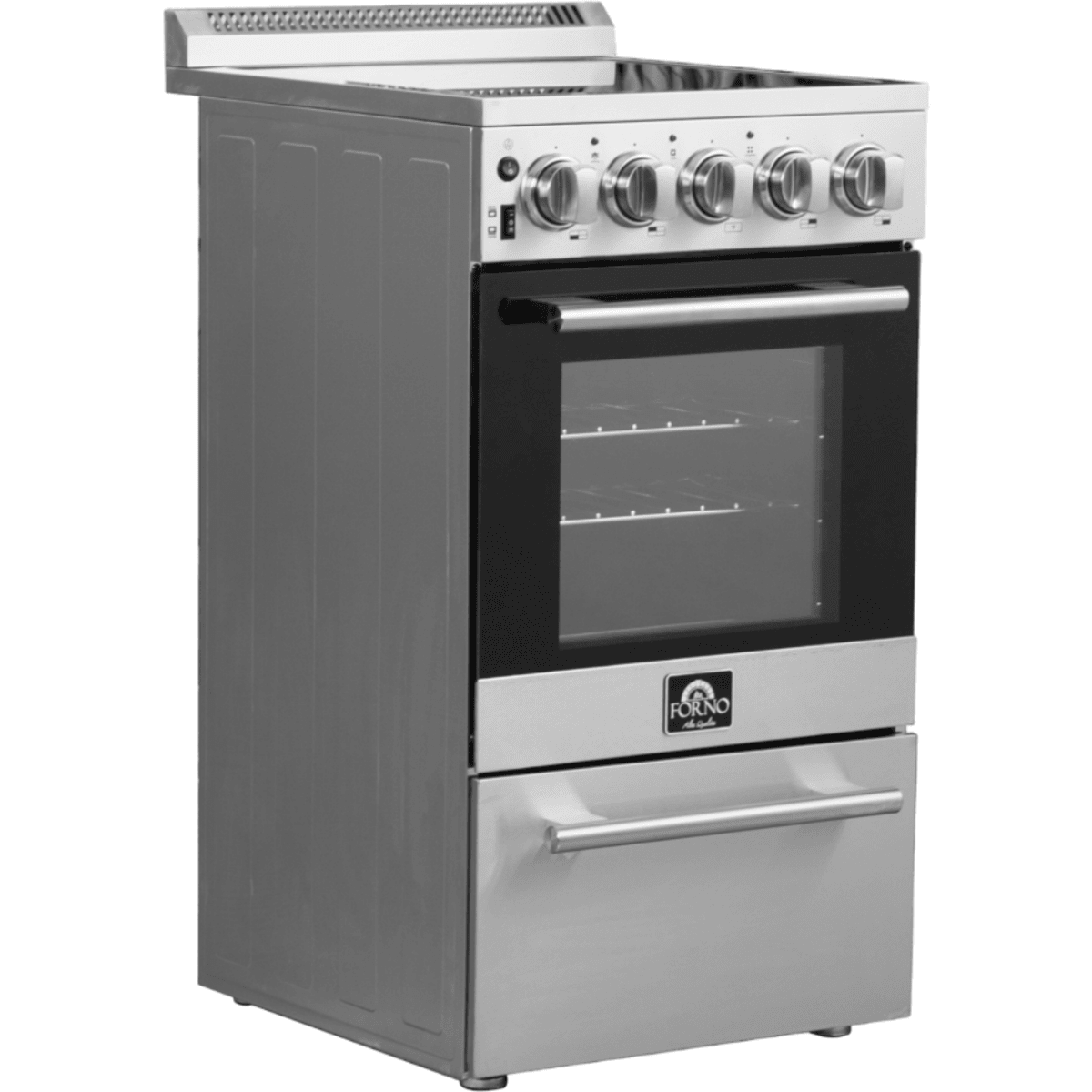 Forno Pallerano FFSEL605220 20 Inch Freestanding Electric Range with 4 Elements, 2.05 cu. ft. Oven Capacity, Storage Drawer, Steam Clean, Ceramic Glass, and Insulated Oven Door