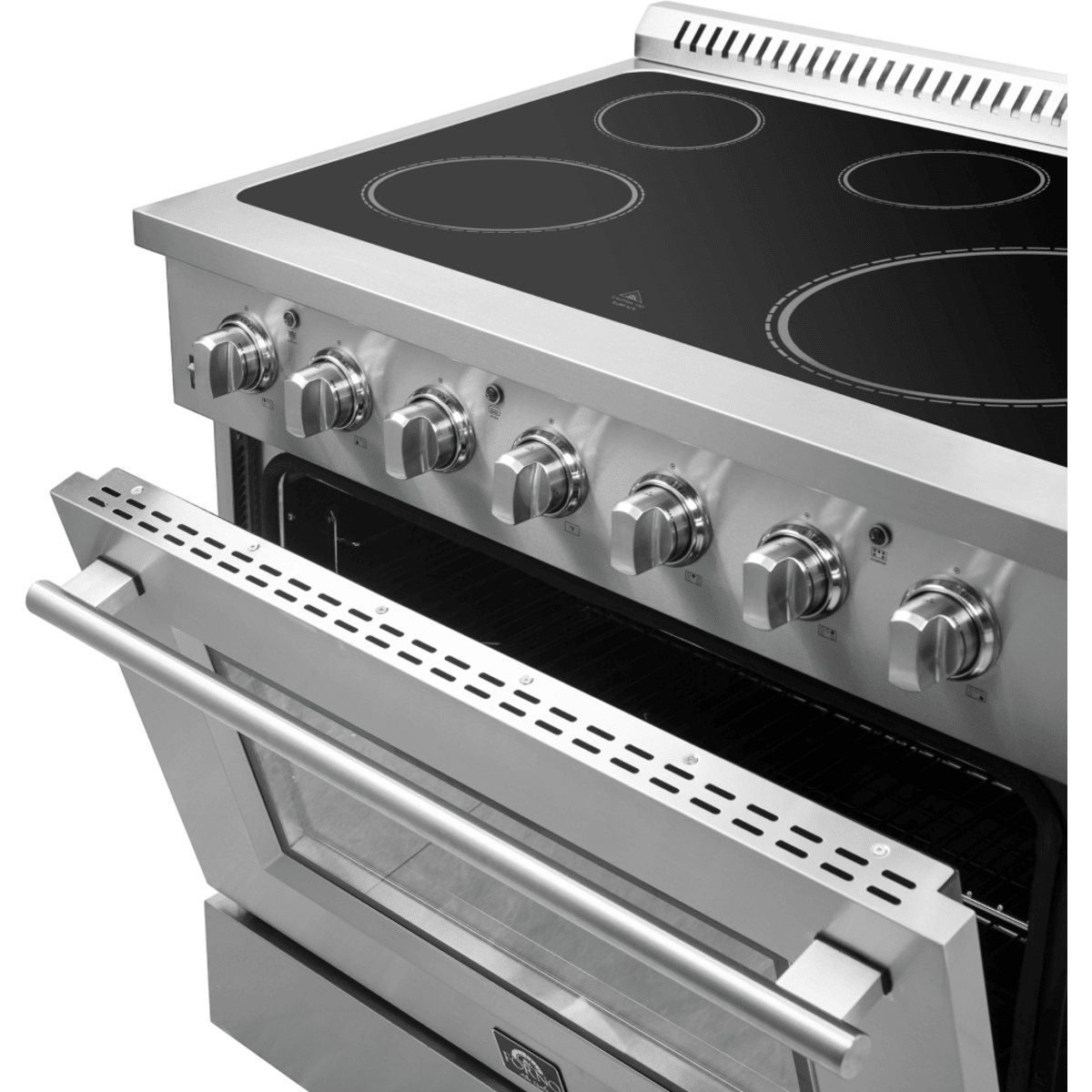 Forno Galiano FFSEL608336 Freestanding Electric Range with Steam Clean, Ceramic Glass, Convection Oven, and Insulated Oven Door: 36" Width, 5 Elements, 5.36 cu. ft. Oven Capacity