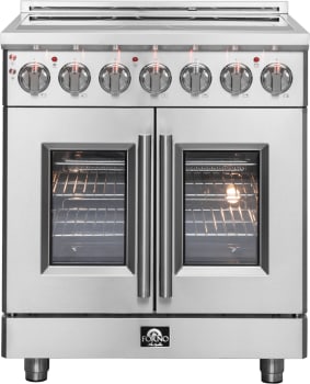 Forno Massimo FFSEL695530 Freestanding French Door Electric Range with 5 Elements, Steam Clean, Ceramic Glass, and Speckled Blue Enamel Oven Interior: 30" Width, 4.32 cu. ft. Oven Capacity