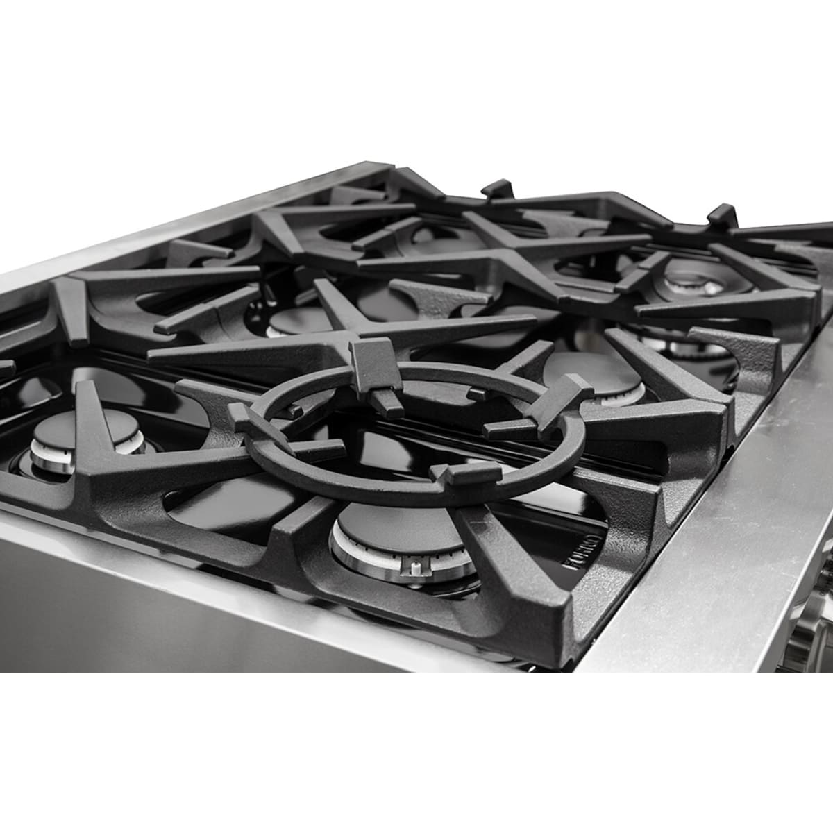 Forno Pro-Style FFSGS623936 36 Inch Freestanding Gas Range with 6 Sealed Burners, 5.36 cu. ft. Oven Capacity, Continuous Grates, Convection Cooking, Illuminated Zinc Knobs, Magic Eyes, Telescoping Racks, Blue Enameled Oven Interior, and ETL Listed