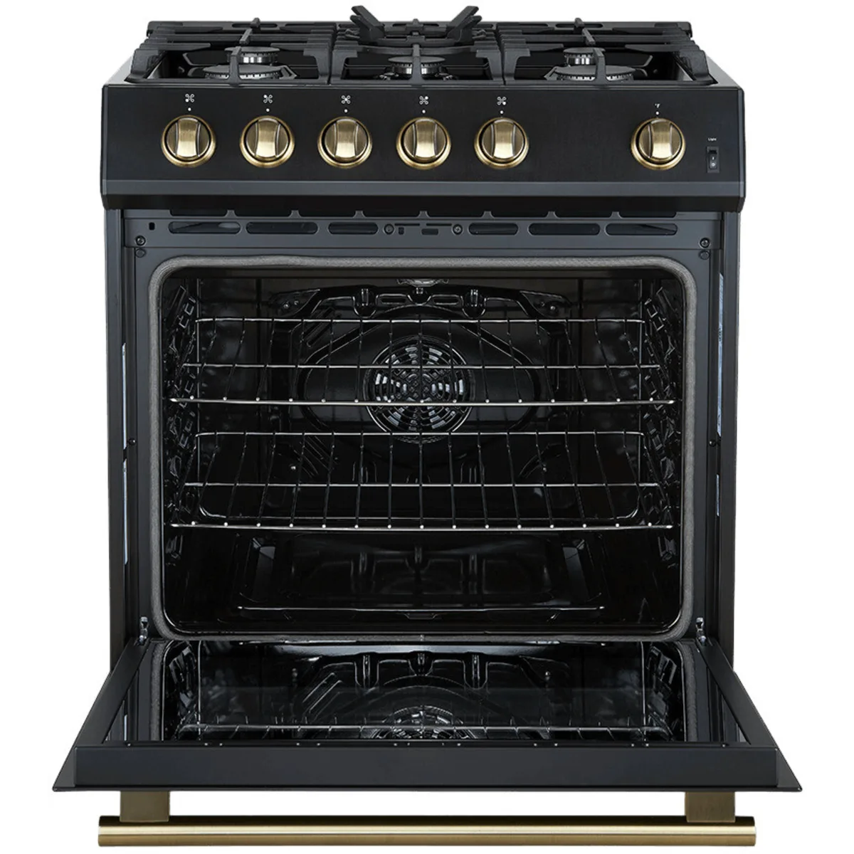 FFSGS111630BLK Forno Espresso 30" Slide-In Gas Range with 4 Elements and ConvectionOven - Black