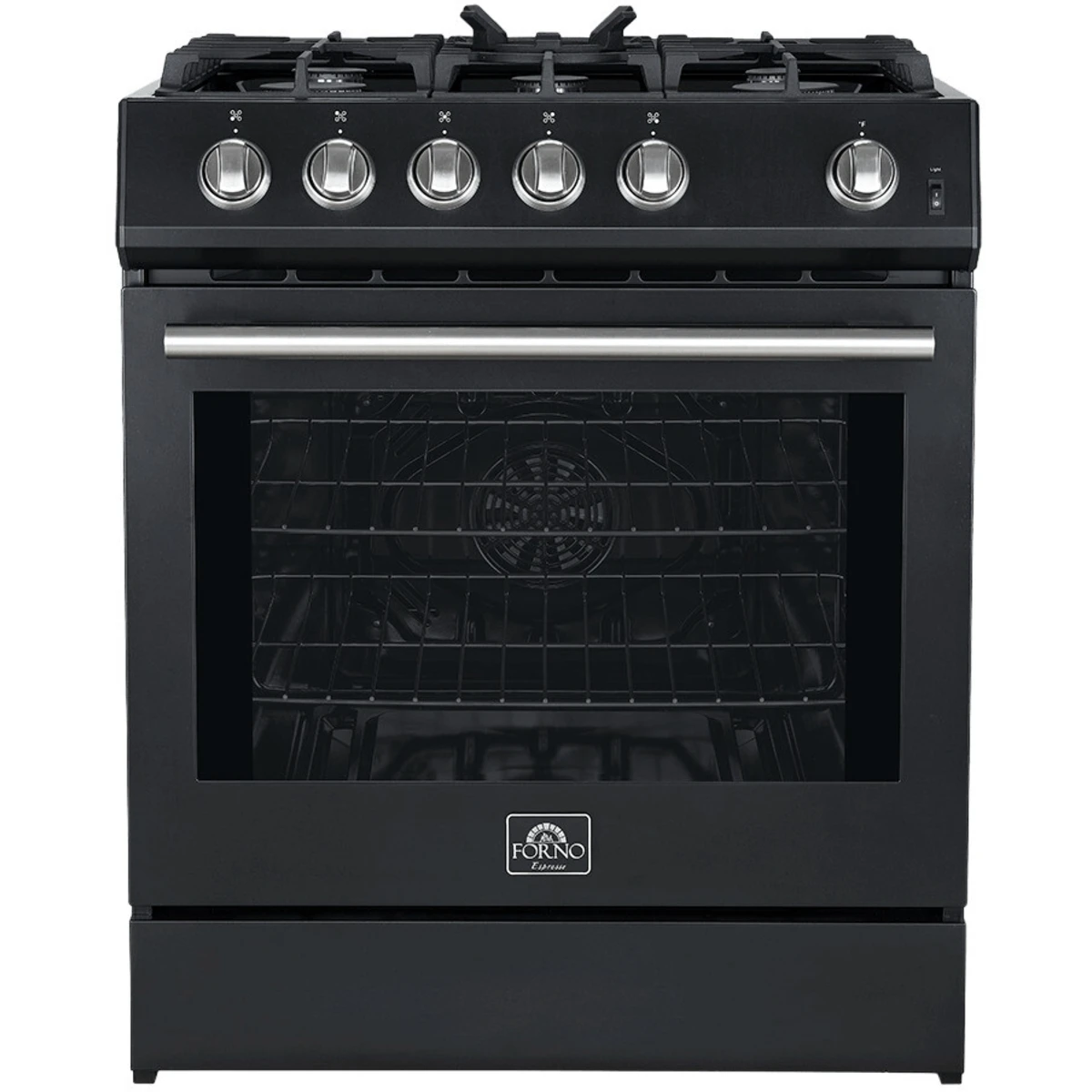 FFSGS111630BLK Forno Espresso 30" Slide-In Gas Range with 4 Elements and ConvectionOven - Black
