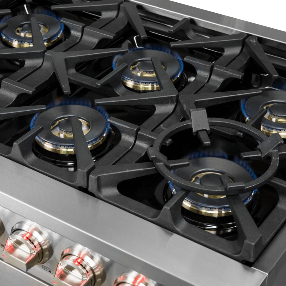 Forno Capriasca FFSGS626060 Freestanding Gas Range with 10 Sealed Burners, 8.64 cu. ft. Total Capacity, Continuous Cast Iron Grates, Insulated Oven Door, Halogen Lighting, Convection Oven and LP Conversion Kit Included