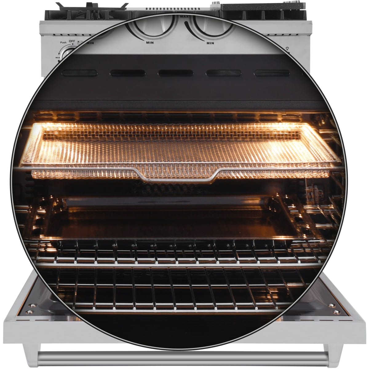 Forno Alta Qualita Lazio FFSGS627630 30 Inch Freestanding Gas Range with 5 Sealed Burners, 4.24 cu. ft. Oven Capacity, Convection Oven, Air Fry, Steam Clean Oven, and Reversible Griddle