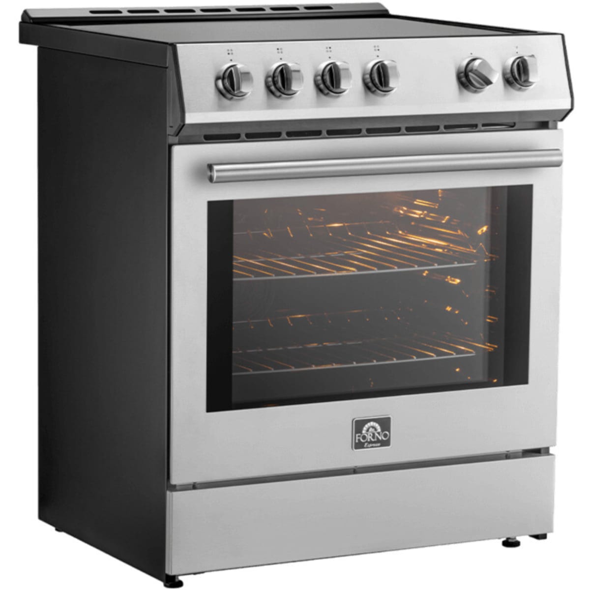 Forno Leonardo Espresso FFSIN098230 30 Inch Slide-In Induction Range with 4 Elements, 5 cu. ft. Oven Capacity, Ceramic Glass, 2 Oven Racks, Convection Oven, and Friction-Resistant Hinges: Stainless Steel