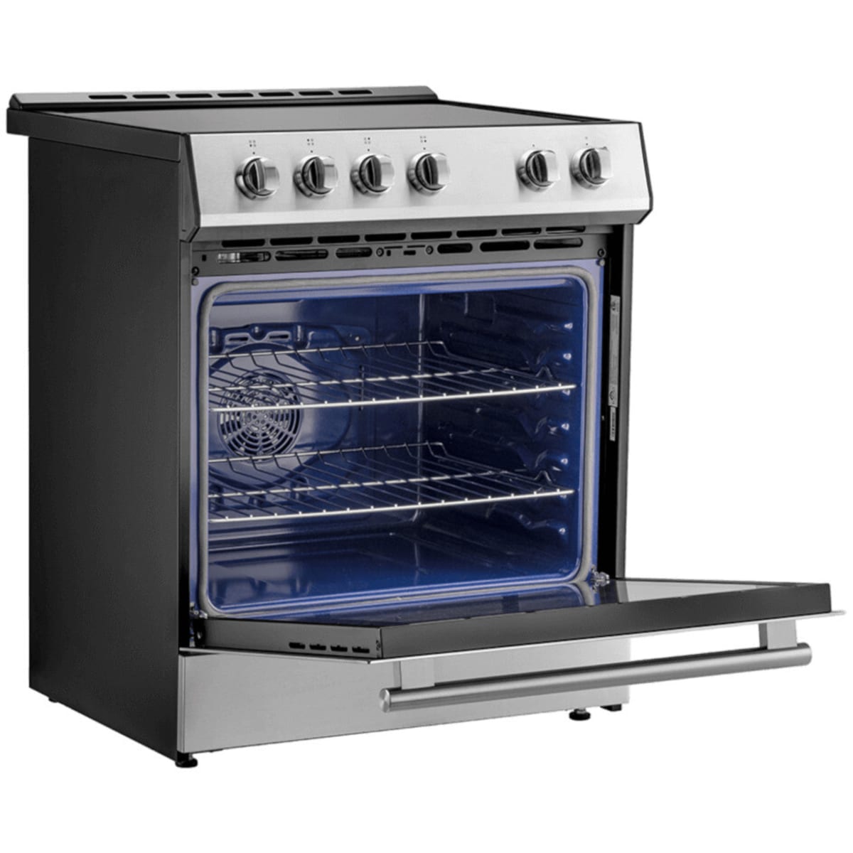 Forno Leonardo Espresso FFSIN098230 30 Inch Slide-In Induction Range with 4 Elements, 5 cu. ft. Oven Capacity, Ceramic Glass, 2 Oven Racks, Convection Oven, and Friction-Resistant Hinges: Stainless Steel