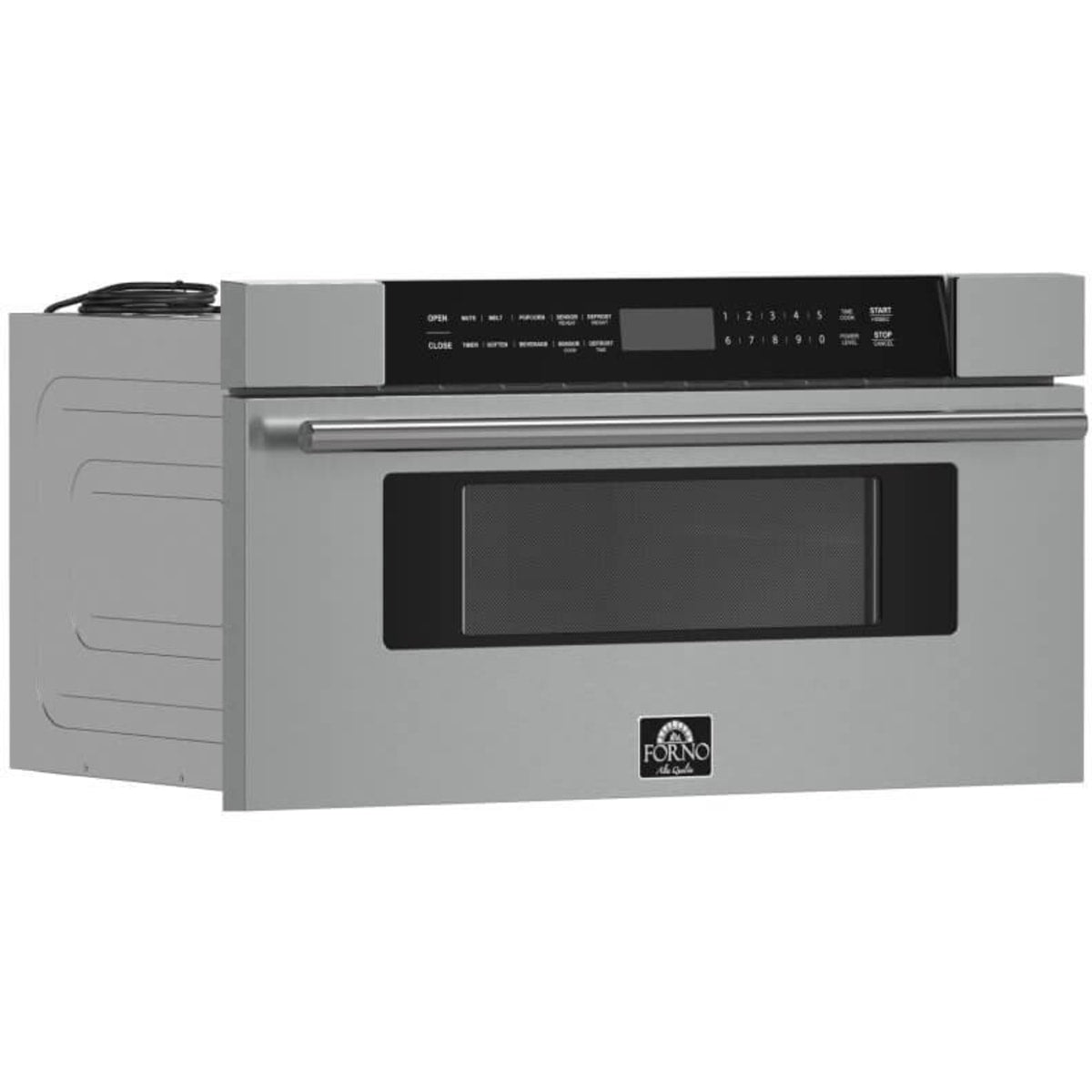 Forno Capoliveri FMWDR300030 30 Inch Built-In Microwave Drawer with 1.2 cu. ft. Capacity, 10 Power Levels, 6 Preset Menu Settings, Touchpad Controls, LED Display, LED Lighting, Defrost Rack and Child Safety Lock: Stainless Steel