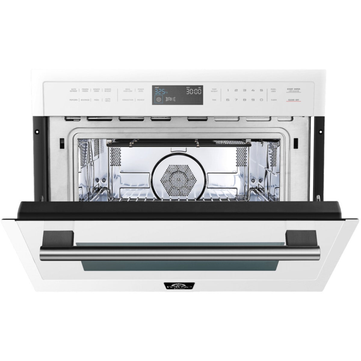 Forno Oliena FMWDR309324WHT 24 Inch Built-In Microwave Convection Oven with 1.6 cu. ft. Capacity, 11 Power Levels, 6 Pre-Set Cooking Modes, Sensor Cooking, Kitchen Timer, Stainless Steel Interior, Rapid Preheating and Child Lock Safety: White