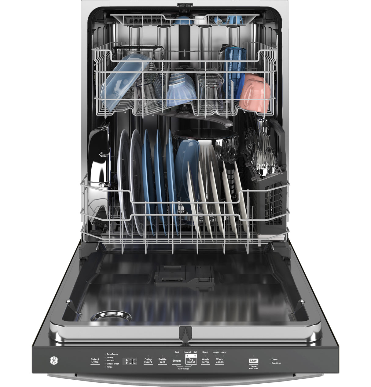 GE GDT670SYVFS - 24 in. Top Control Flush-Mount Dishwasher with 45 dBa Sound Level, 3rd-Rack & Dry Boost - Fingerprint Resistant Stainless