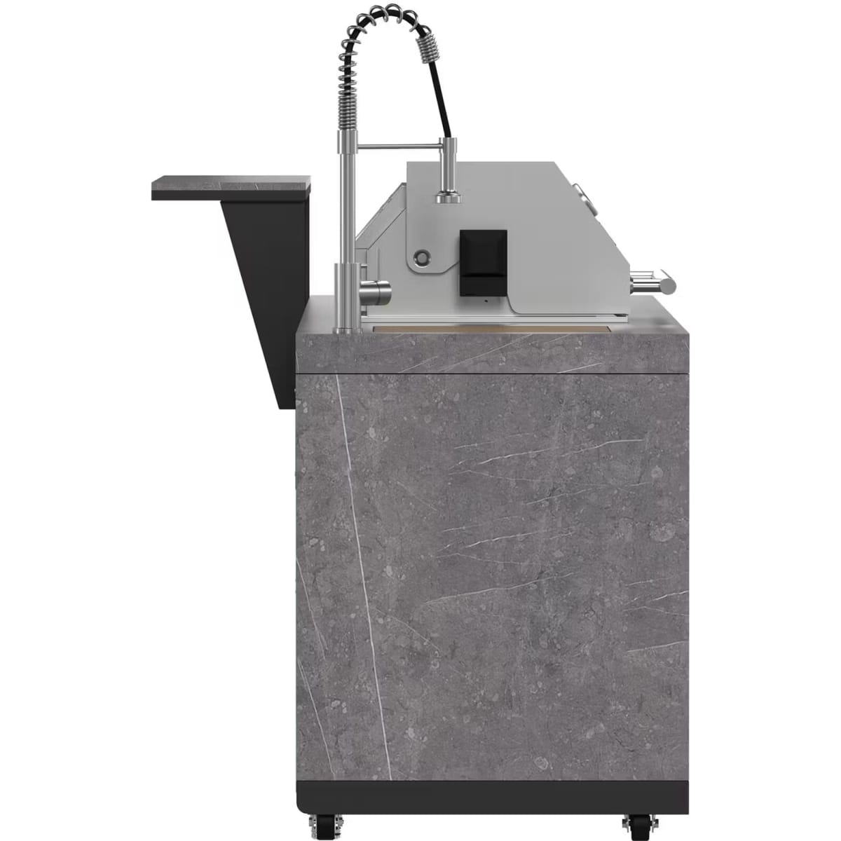 Forno FODKT2544BLK Rimini 30 Inch Outdoor Kitchen with 62,600 BTU BBQ Grill, 3 Burners with Sear & Rotisserie, 2.4 cu.ft. Beverage Center, Stainless Steel Sink and Gray Sintered Stone Countertop