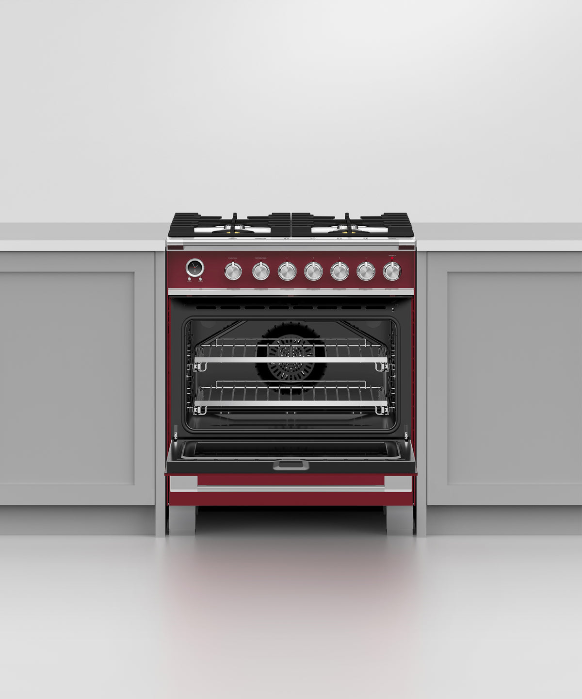 Fisher & Paykel OR30SCG6R1 30-inch Classic Dual Fuel Range, Red - Image 4