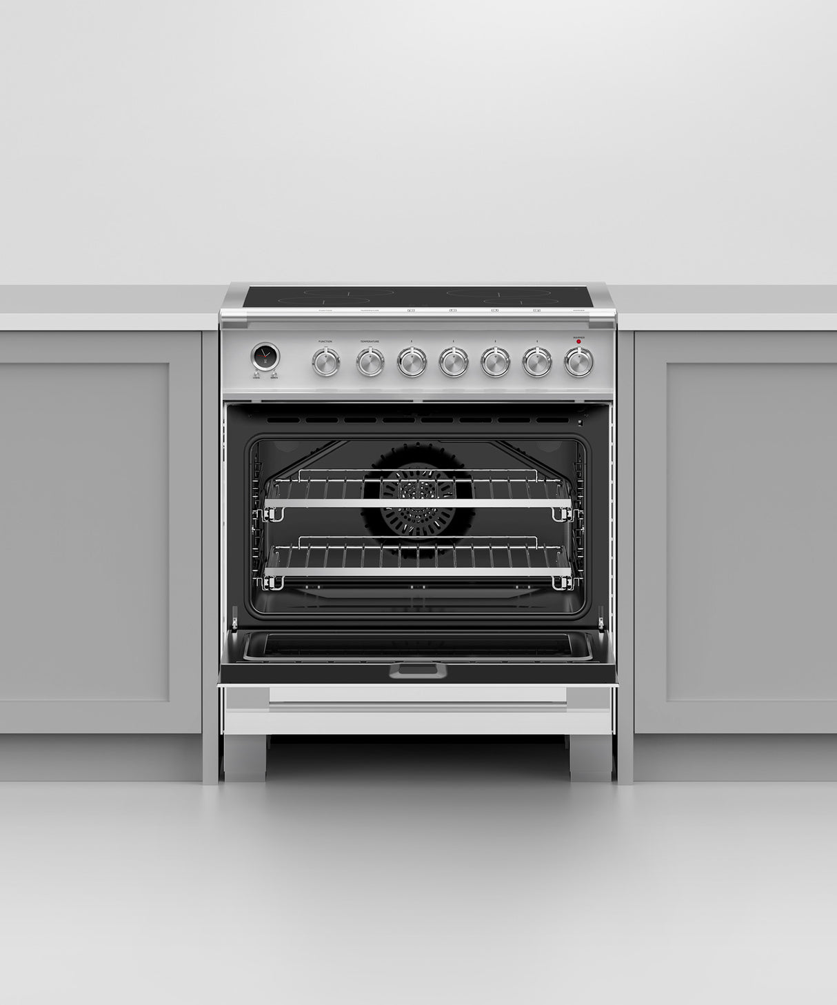 Fisher & Paykel OR30SCI6W1 range in kitchen with cookware