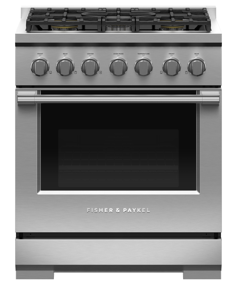 Fisher & Paykel RGV3-305-N 30-inch Professional 5 Burner Gas Range - Front View