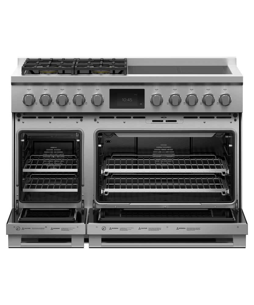 Fisher & Paykel RHV3-484-L 48" Series 11 Professional Dual Fuel 4 Burner + 4 Zone Induction Self-Cleaning Range, LPG - Angle View