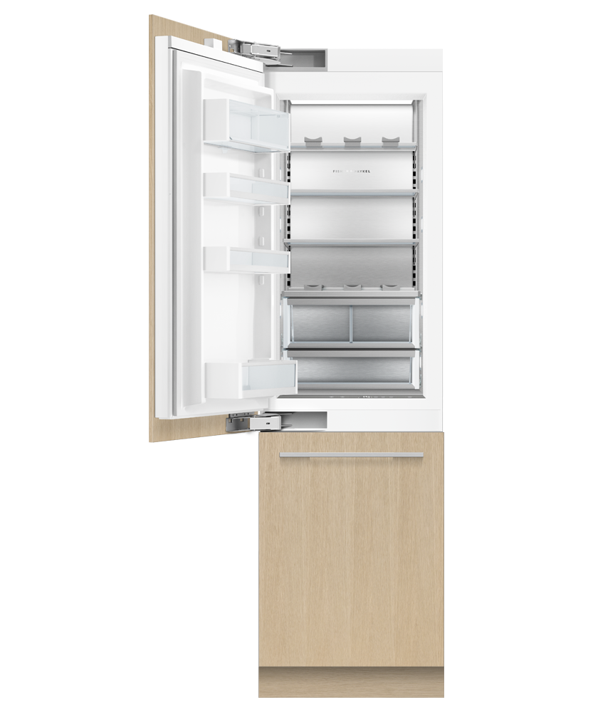 Fisher & Paykel RS2484WLUK1 24" Series 9 Integrated Column Refrigerator Freezer, Ice & Water, Panel Ready, Left Hinge - Angle View