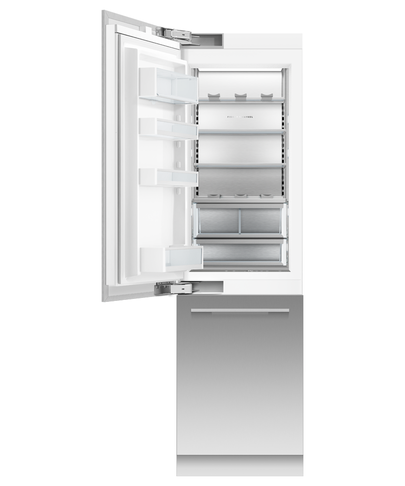 Fisher & Paykel RS2484WLUK1 24" Series 9 Integrated Column Refrigerator Freezer, Ice & Water, Panel Ready, Left Hinge - Angle View