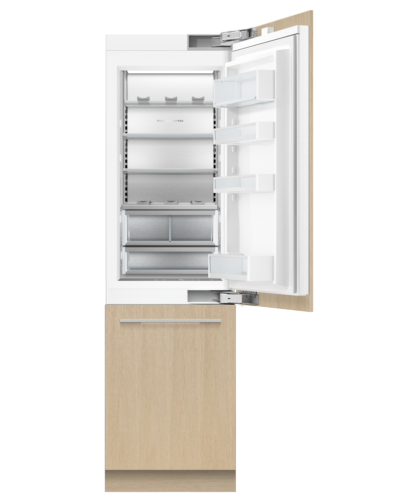 Fisher & Paykel RS2484WRUK1 24" Series 9 Integrated Column Refrigerator Freezer, Ice & Water, Panel Ready, Right Hinge - Angle View