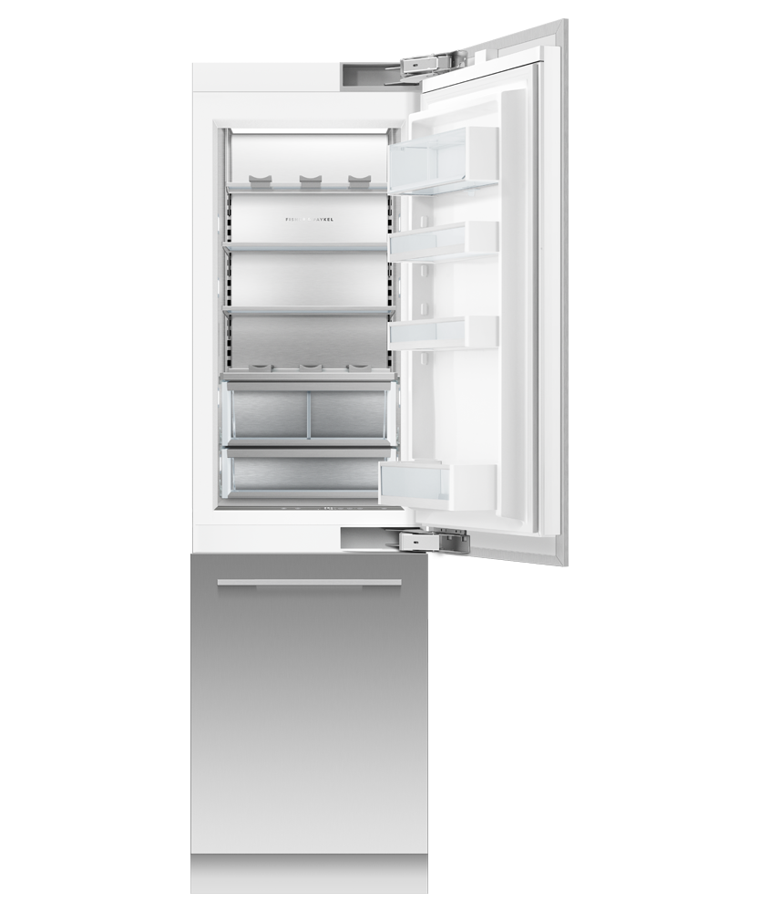Fisher & Paykel RS2484WRUK1 24" Series 9 Integrated Column Refrigerator Freezer, Ice & Water, Panel Ready, Right Hinge - Angle View